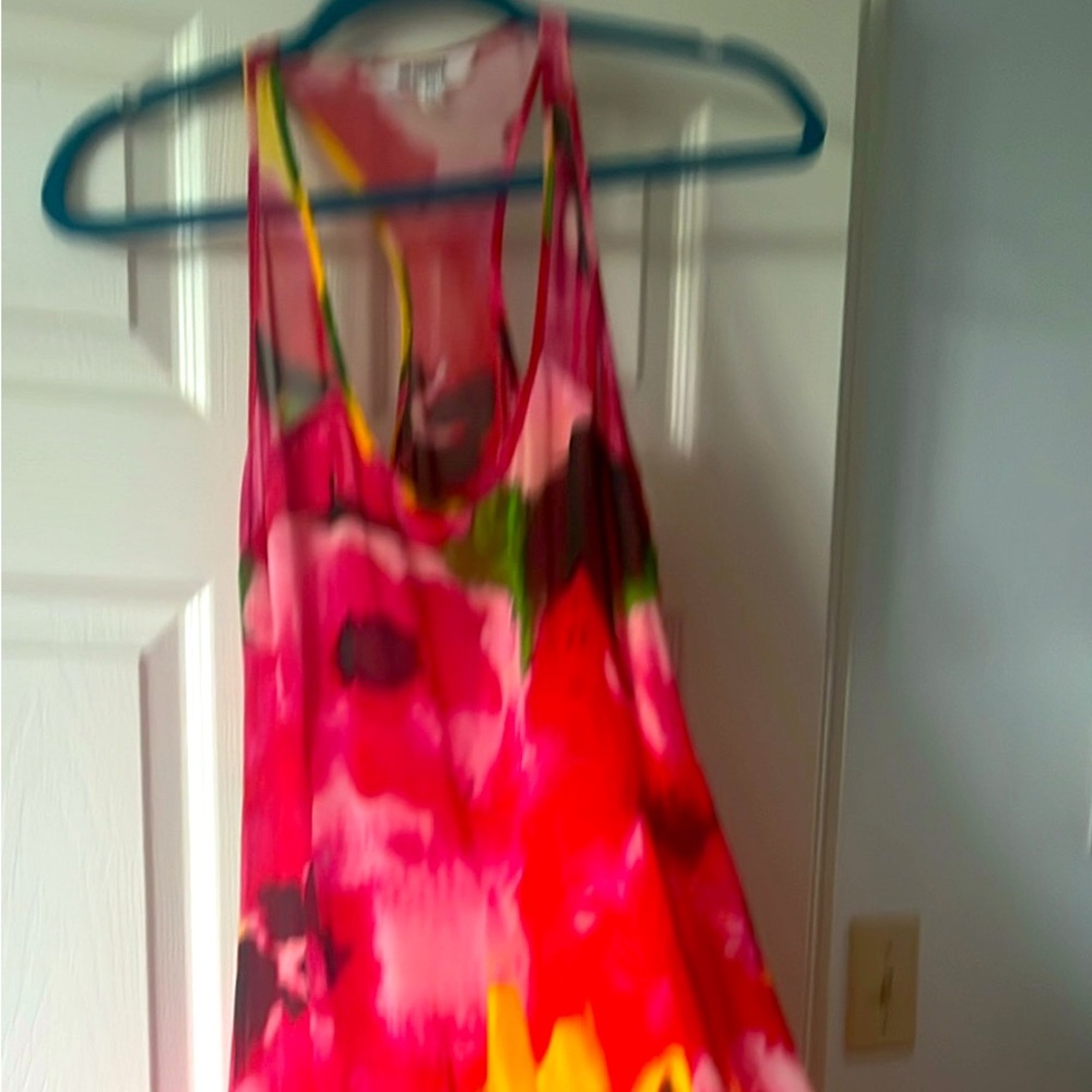 Colourful flowing sheer maxi dress